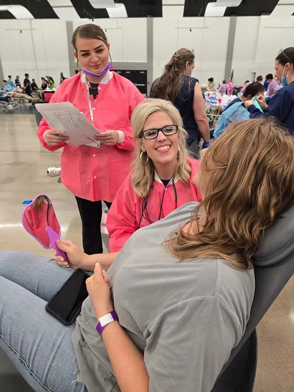 Speaking with patient prior to procedure