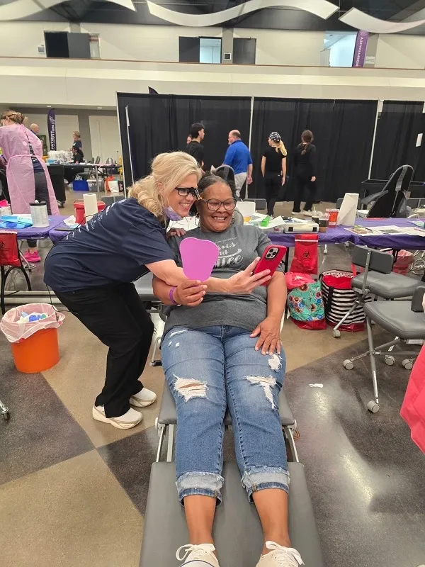 Showing patient new smile